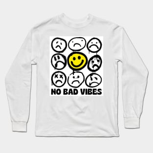 Emoji Smiling Graffiti No Bad Vibes Long Sleeve T-Shirt